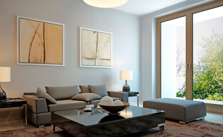 Огромные окна в скандинавском интерьере (источник: https://www.canva.com/)