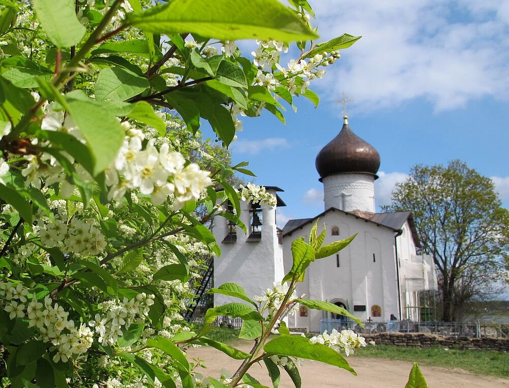 Когда поднимаешься на звонницу, прямо перед глазами оказываются новодельные мозаики с образами пророка Илии, святой княгини Ольги и ее внука, равноапостольного князя Владимира, на стенах Ильинского храма.