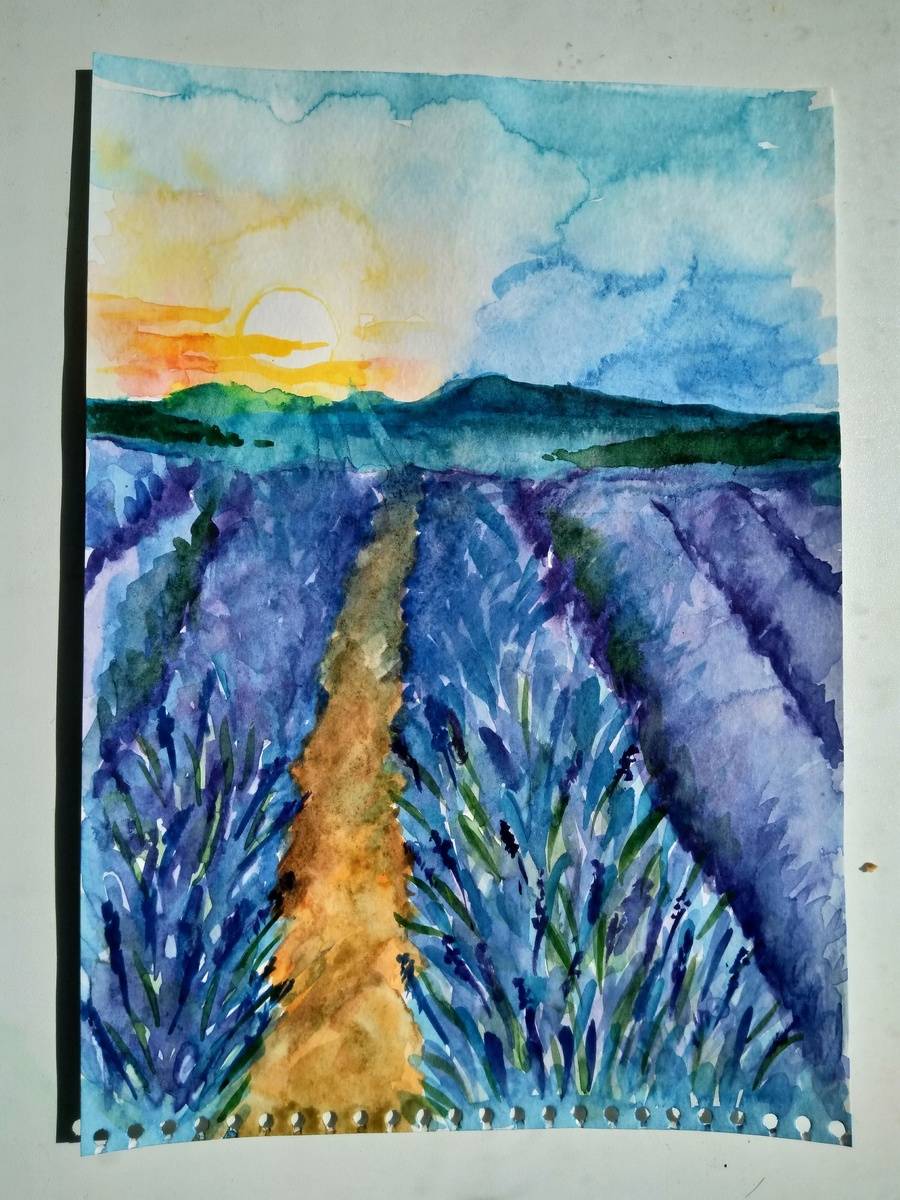 Иногда краска сама случайно расплывается красиво... Я никак умела контролировать процесс. Просто меня околдовала акварель.. Фото Солей. 