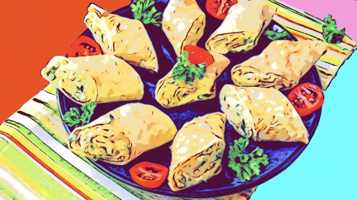 Яичный рулет с сыром и чесноком 