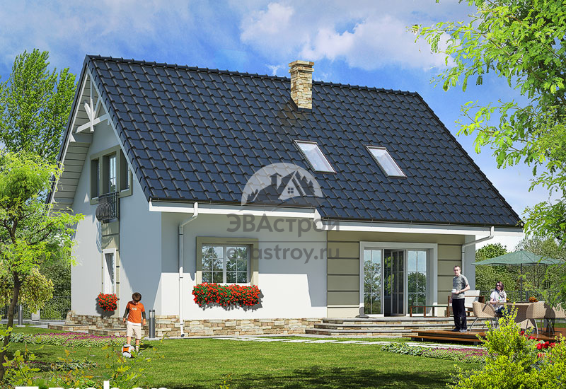 Проект дома 217 м2 с мансардой, террасой и балконом - 103-58