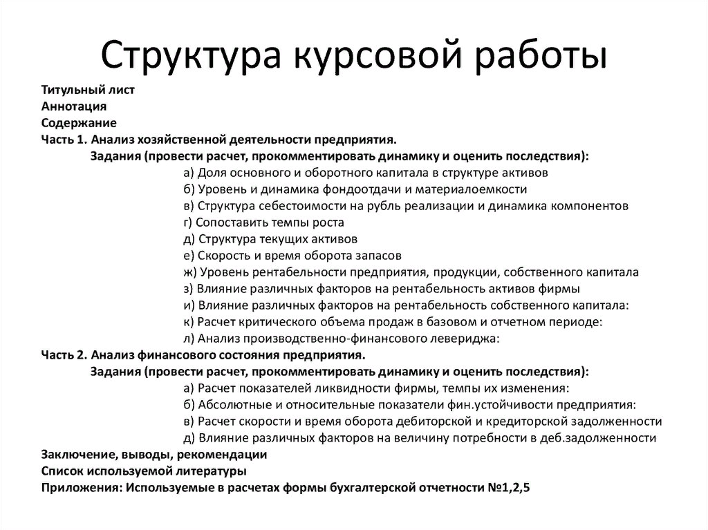 Курсовые на примере организации. Структура написания курсовой.