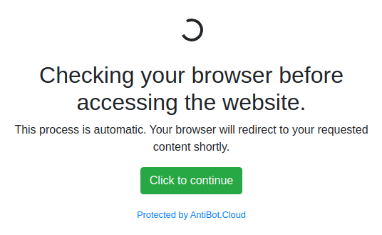 Дефолтная страница проверки в антиботе.