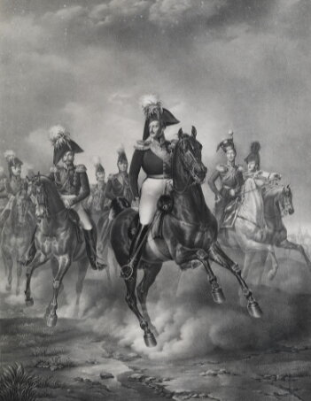 Фрагмент репродукции картины Франца Крюгера "Николай I со свитой"