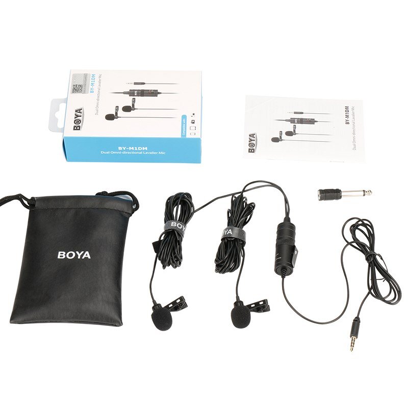 Микрофон Boya BY-M1 – это компактное приспособление, которое закрепляется на одежде и за счет своей мобильности позволяет записать аудиосопровождение во время видеосъемки не только дома, но и на улице. Аксессуар работает от батарейки LR 44, поставляемой в комплекте. Микрофон Boya BY-M1 оснащен переходником 3,5-6,3 мм jack и может использоваться для дистанционной трансляции звука через подключение к радиопередатчику.