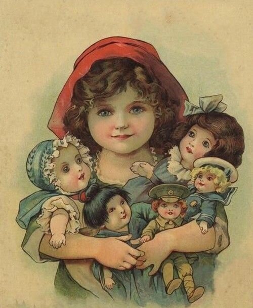 Детки куклы, . И фото, винтажные открытки.