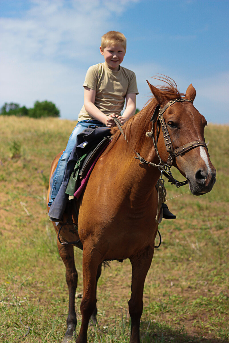 Это я на лошади своего дедушки. Сейчас ее уже нету она была старая и дедушка продал ее.