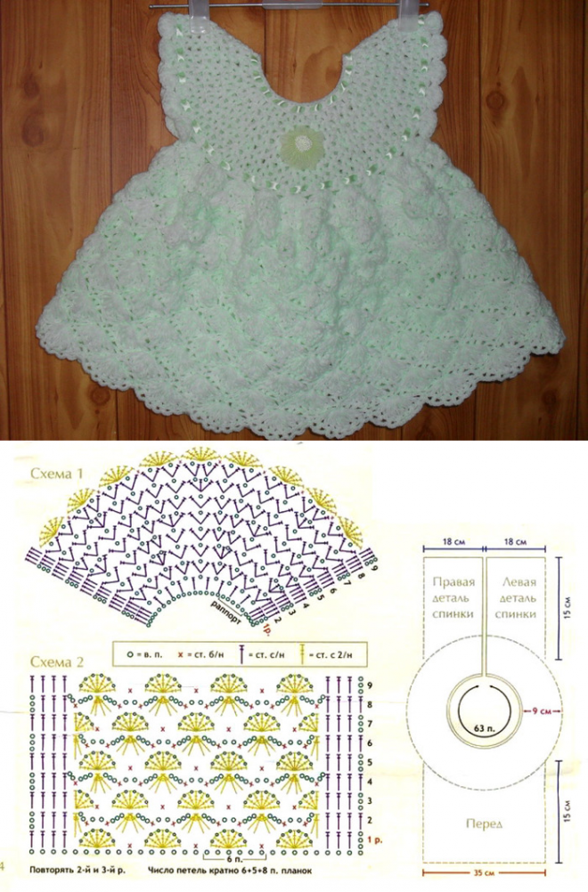 Платье крючком для девочки 8 месяцев схемы
