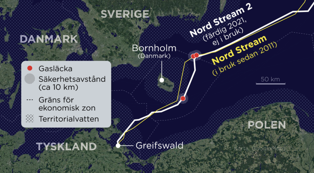 Карта северного потока 2 с территориальными водами