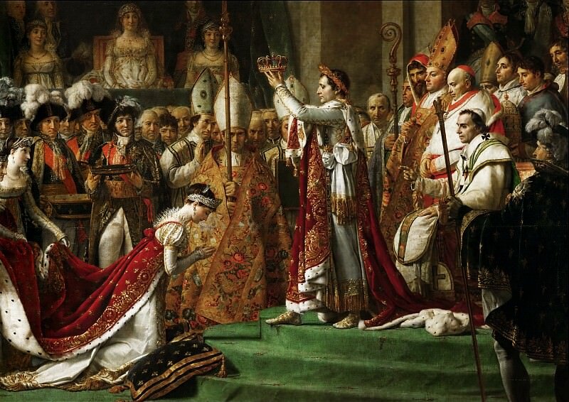фрагмент картины "Коронация Наполеона", худ. Жак-Луи Давид, Летиция в верхнем углу в центре