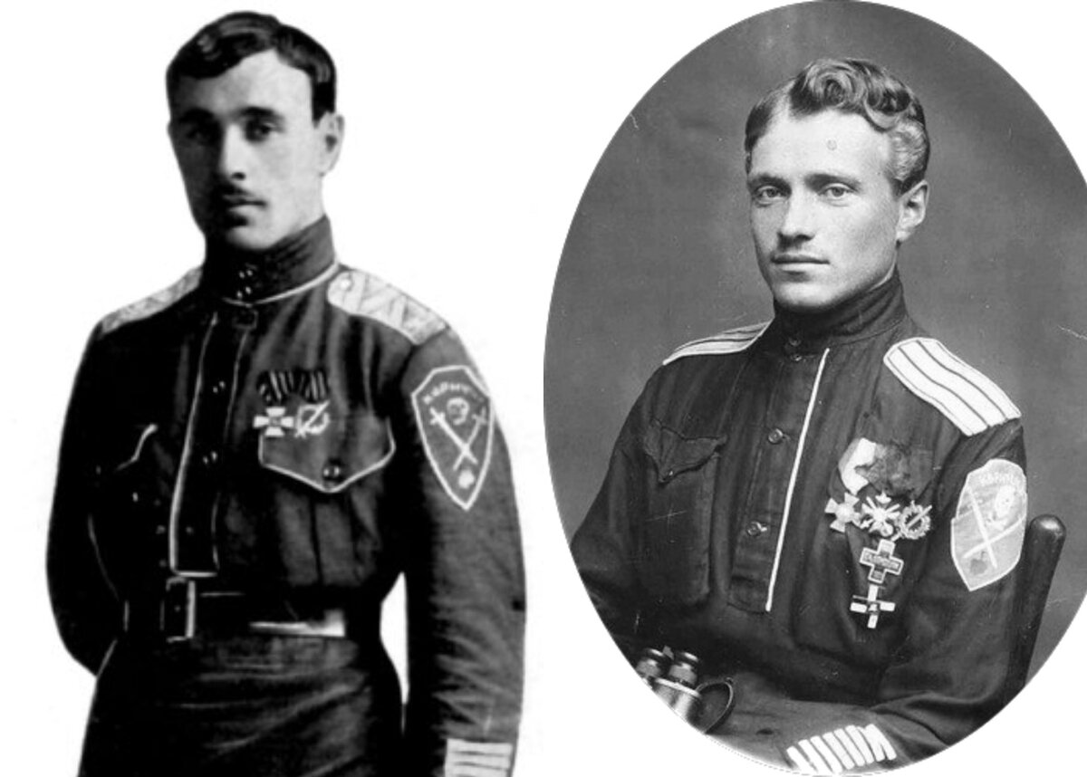 Корниловцы Николай Владимирович Скоблин (1893 — 1937 или 1938) и Михаил Николаевич Левитов (1893 —1982). Оба — офицеры военного времени. В 1920 году первый стал генерал-майором, второй — полковником. 
