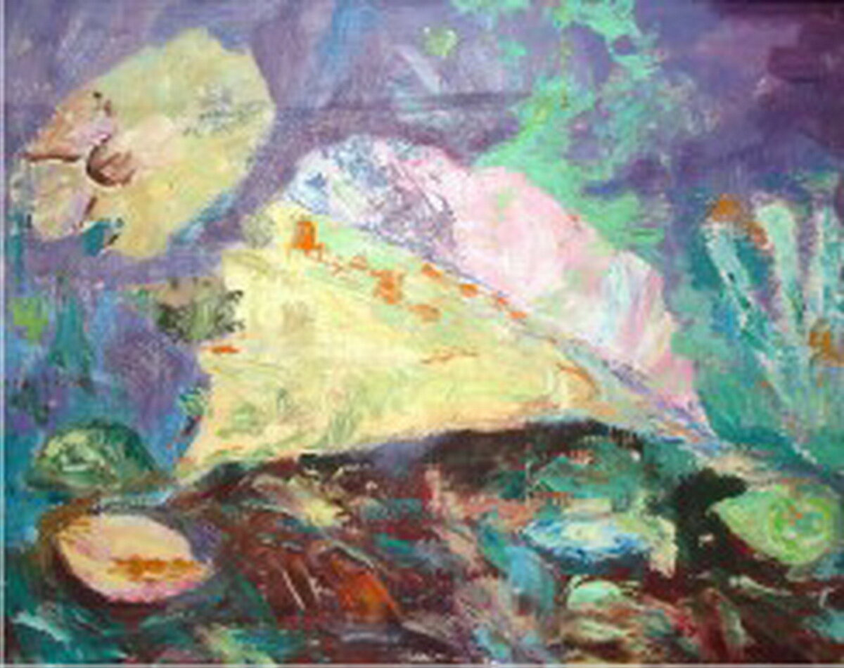Раковина на дне морском, Попова Марина, оргалит, масло, г. Иркутск