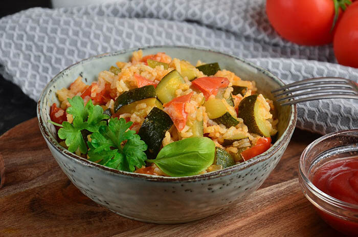 Рагу из кабачков с рисом