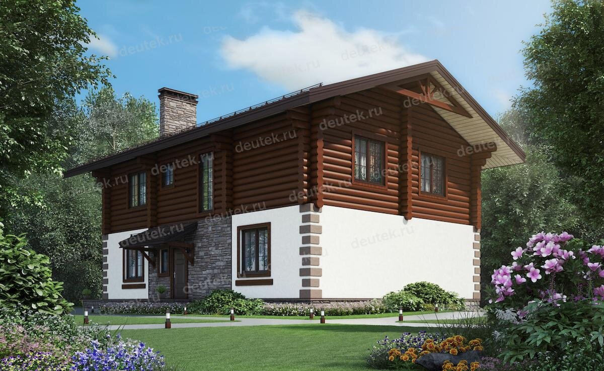 Проект двухэтажного дома 236 м2 с эркером и верандой - SK-93