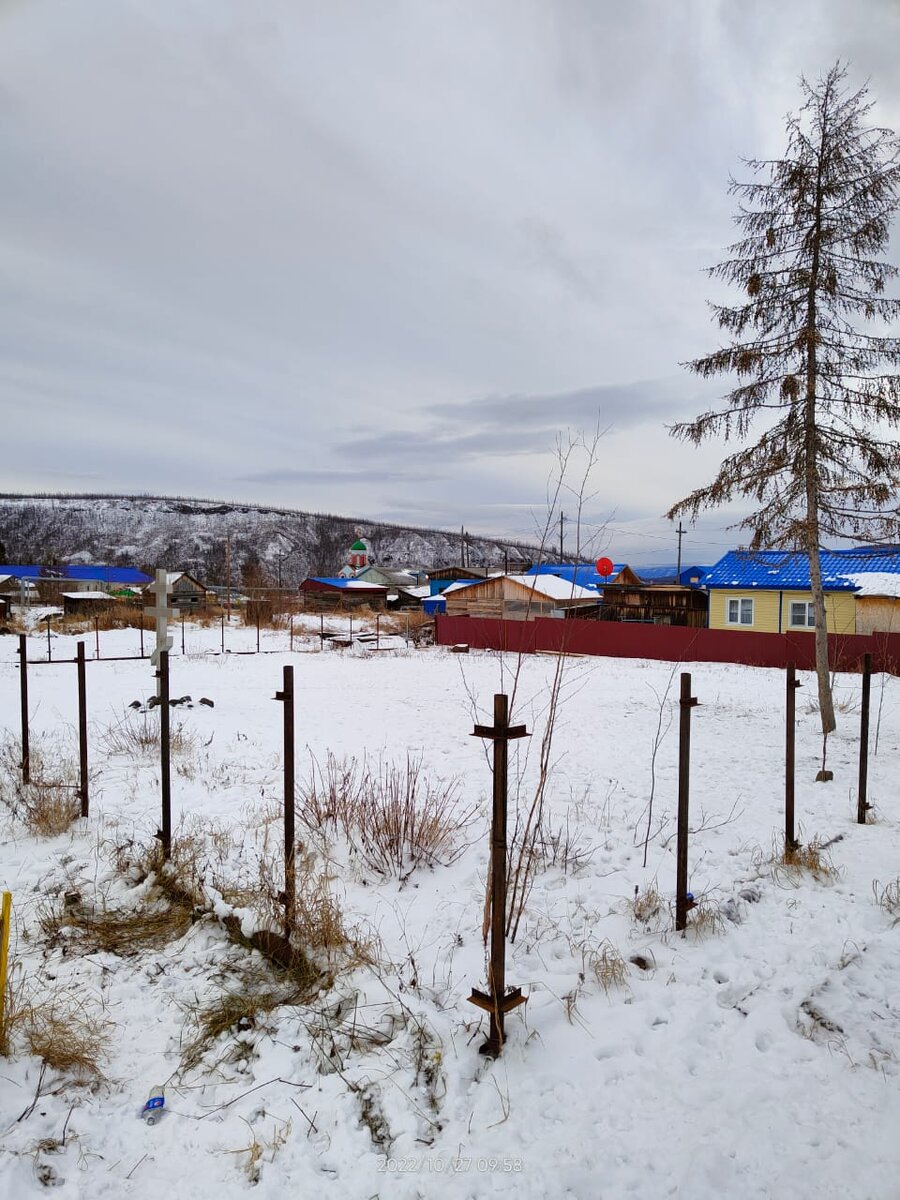 на этом месте стоял молитвенный дом, ныне здесь установлен крест.