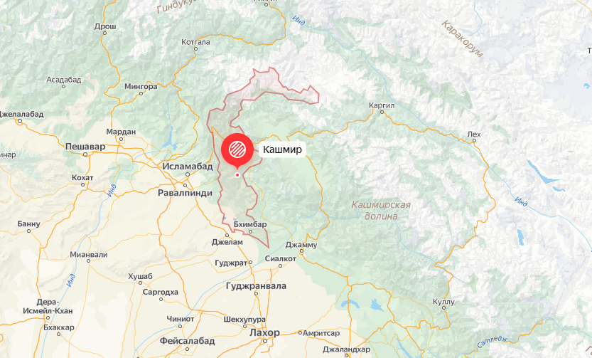 Кашмир на карте