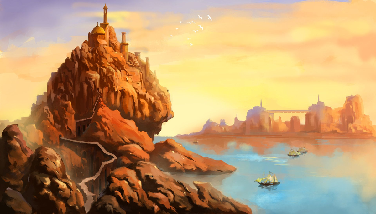 Утес Кастерли - родовой замок и источник богатства Ланнистеров (арт Vincent Lin, www.pinterest.com).