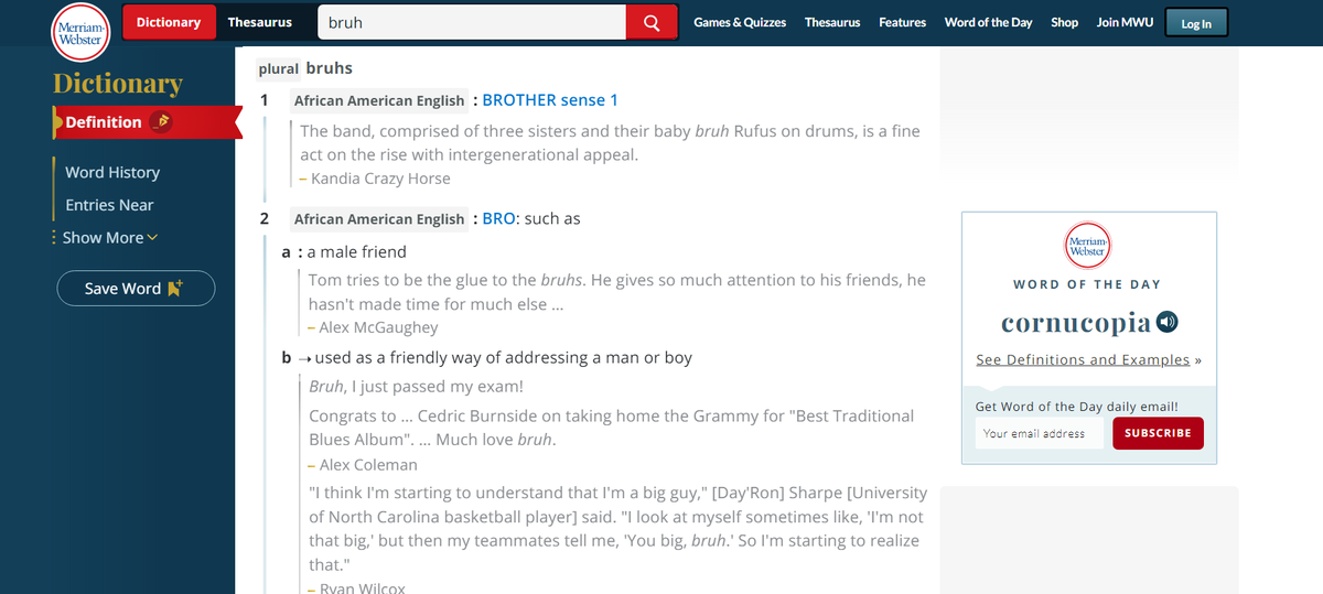 Скриншот с сайта www.merriam-webster.com 