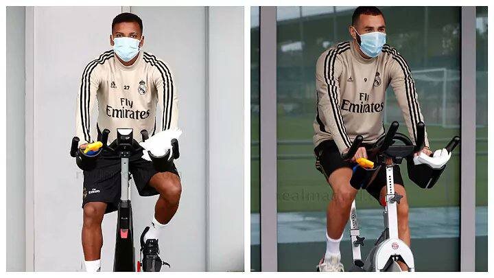 Тренировка игроков Реала для восстановления физической формы. 