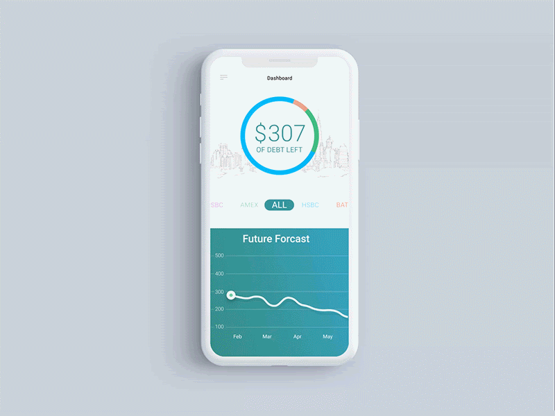 Моушен-дизайн делает приятным даже приложение по отслеживанию долгов. Анимация: Andrew Eugene