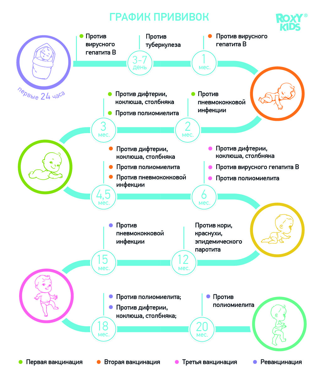 График прививок для малышей с рождения до 2 лет