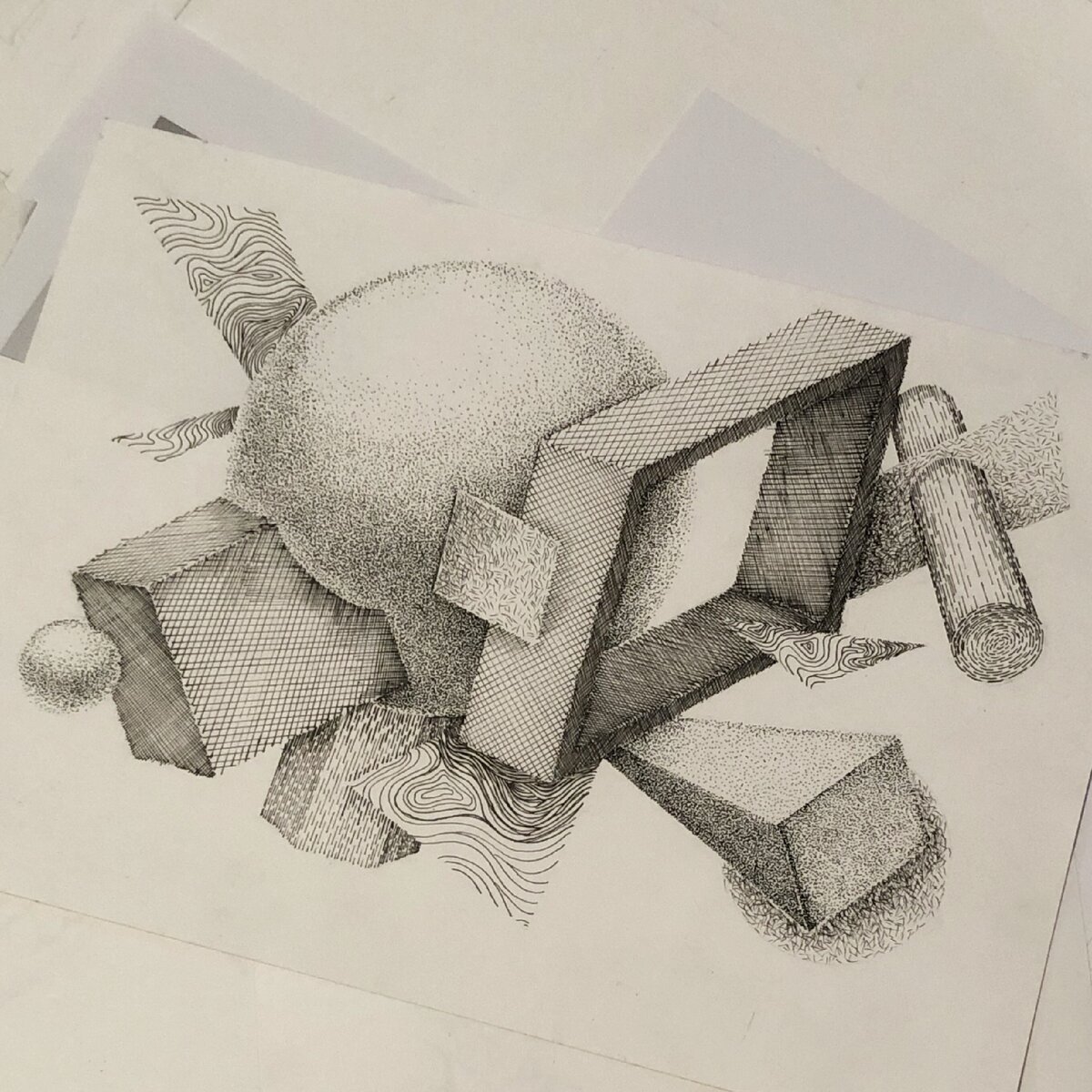 Геометрическая композиция с использованием текстур.