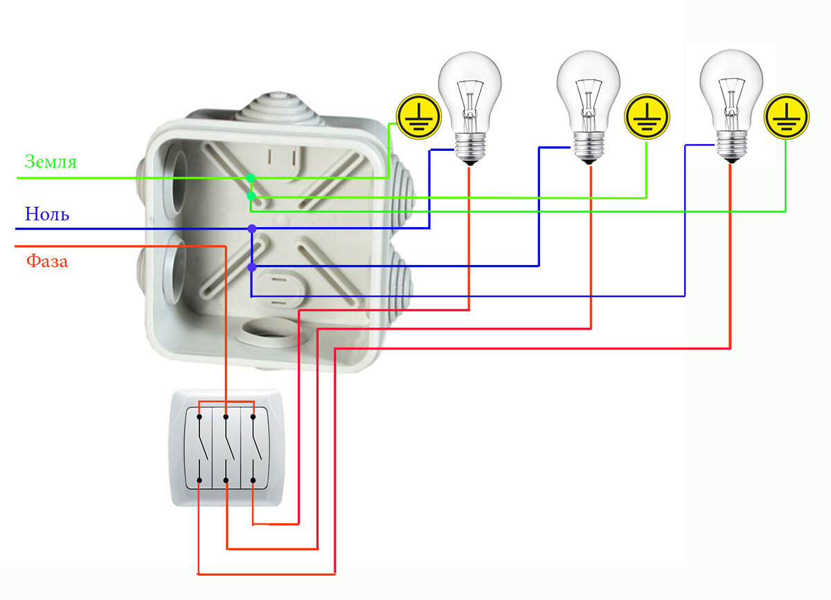 Подключение выключателя, схема подключения розетки