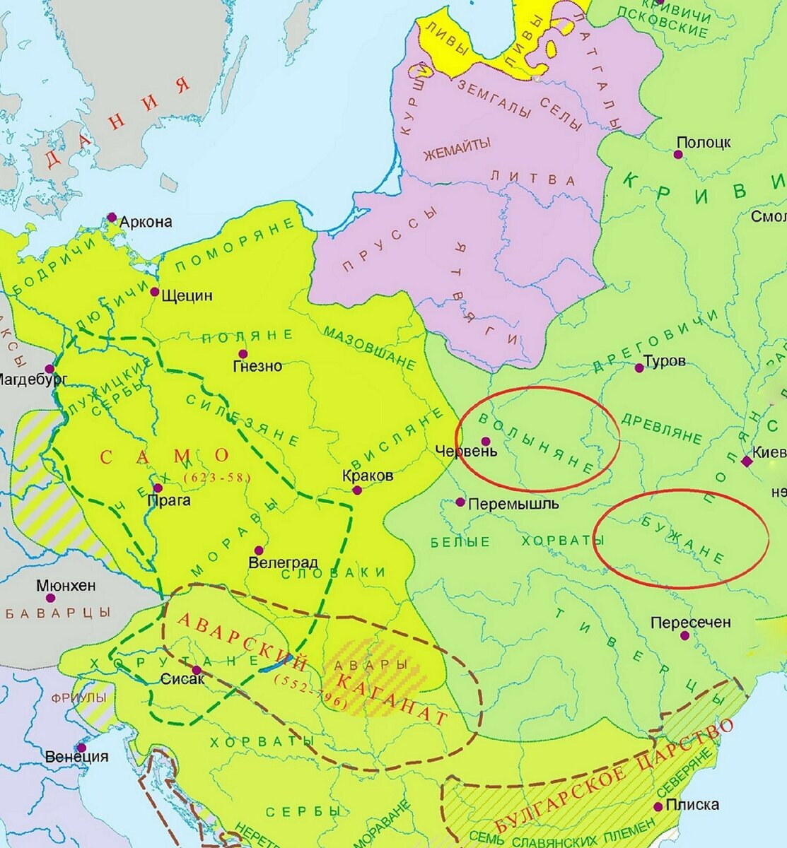 Карта древнерусских племен