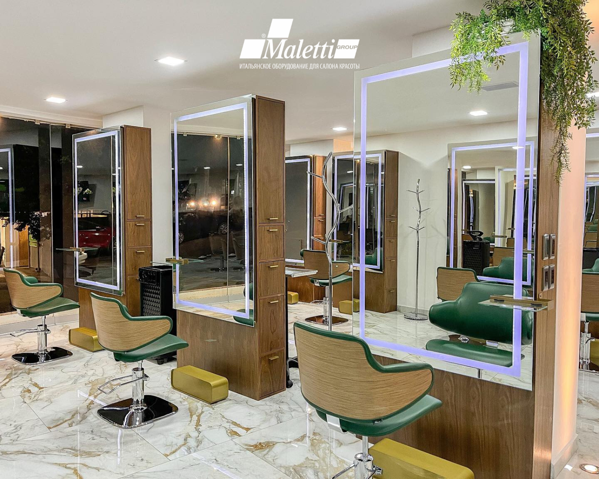 Оснащение парикмахерского зала креслами Maletti