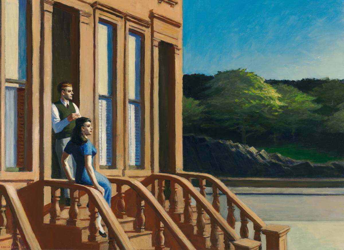 Эдвард Хоппер, Деталь из солнечного света на коричневых камнях, 1956, Холст, масло, коллекция Роланда П. Мердока, Художественный музей Вичито, Канзас. © 2022 Наследники Джозефины Н. Хоппер / Лицензировано Обществом по защите прав художников (ARS), Нью-Йорк.