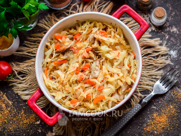 Капуста, тушеная с вешенками: пошаговые рецепты приготовления