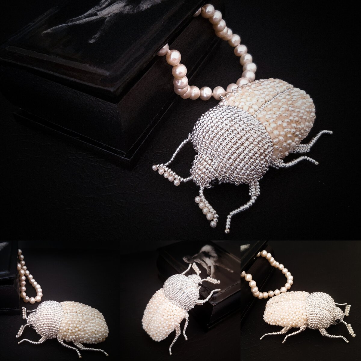 Моя hand-made брошь в технике вышивки бисером и жемчугом.