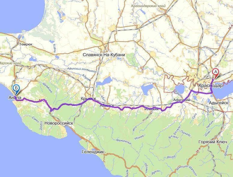 сколько от краснодара до анапы