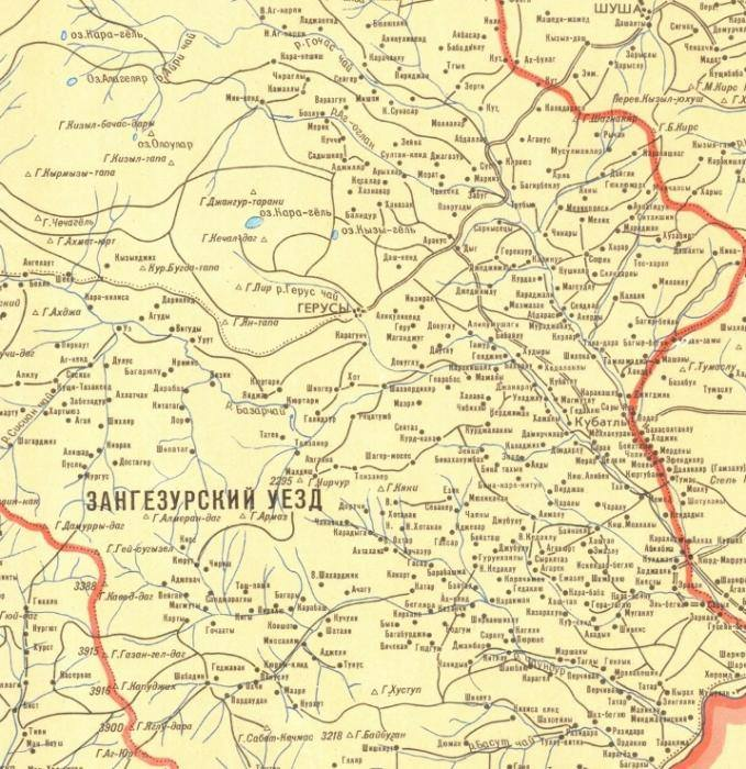 Зангезурский уезд с тюркскими топонимами в составе АДР (1918-1920)
