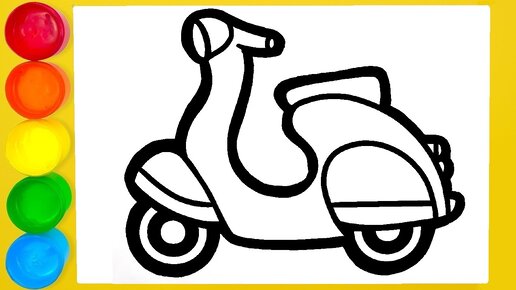 раскраска Мотоцикл скутер с девочкой и мальчиком - Барби и Кен