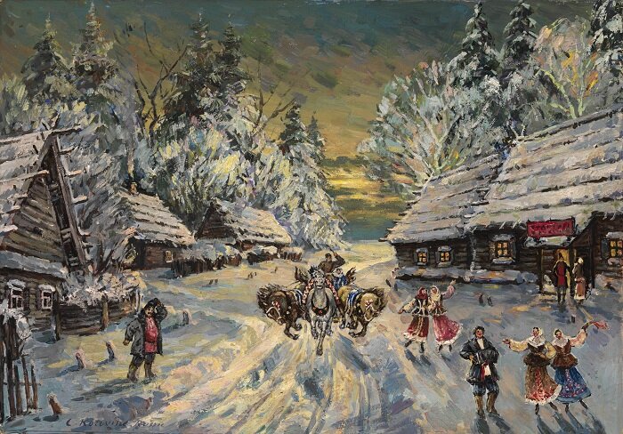 Художник К.Коровин, «Святочные гуляния»