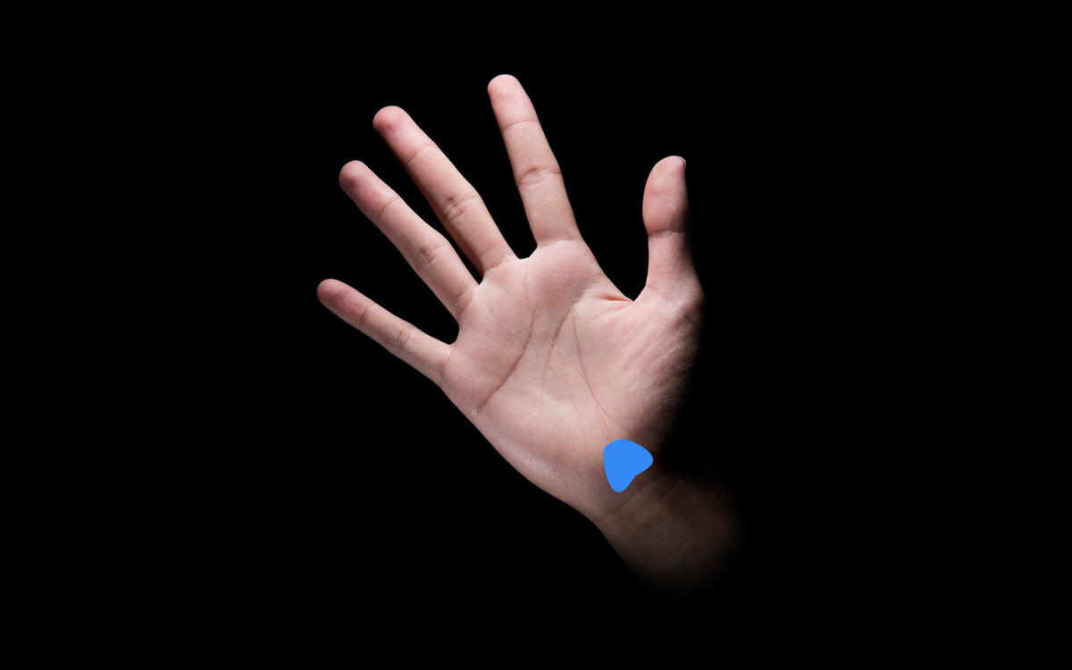 Ориентировочное расположение холма Нептуна на ладони