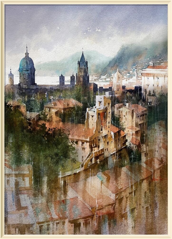 © Томас Шаллер  / Thomas W. Schaller / * 1967 / Light - Palermo / Свет - Палермо /  Watercolor on Baohong Paper  76x56 cm - 2020