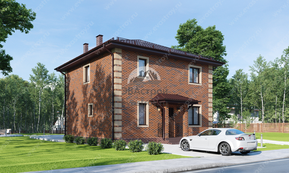 Проект двухэтажного дома 120 м2 из газобетона - KVR-158