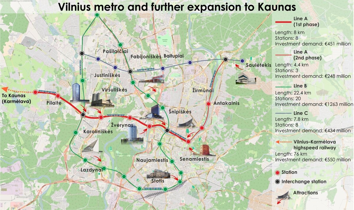 Метро вильнюса схема