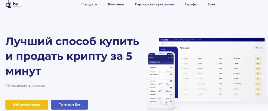 Покупка и продажа криптовалюты через Bitzlato