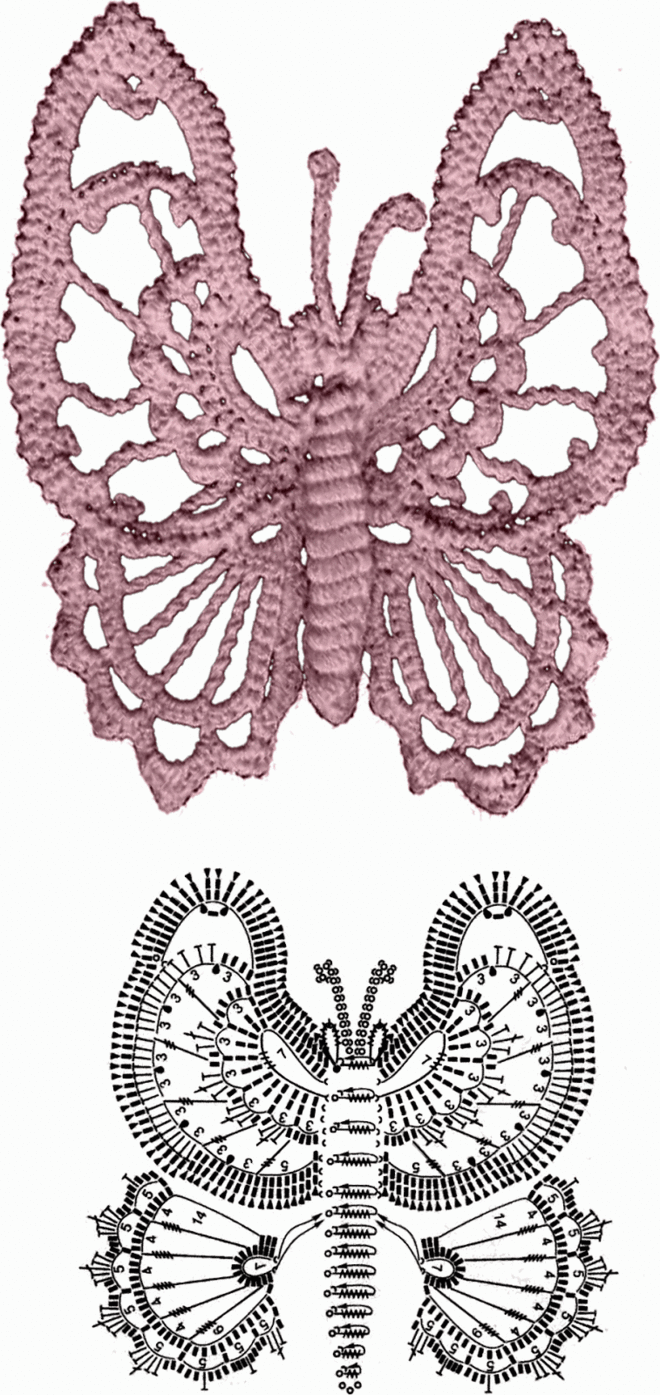 Как связать бабочку крючком. Ирландское кружево