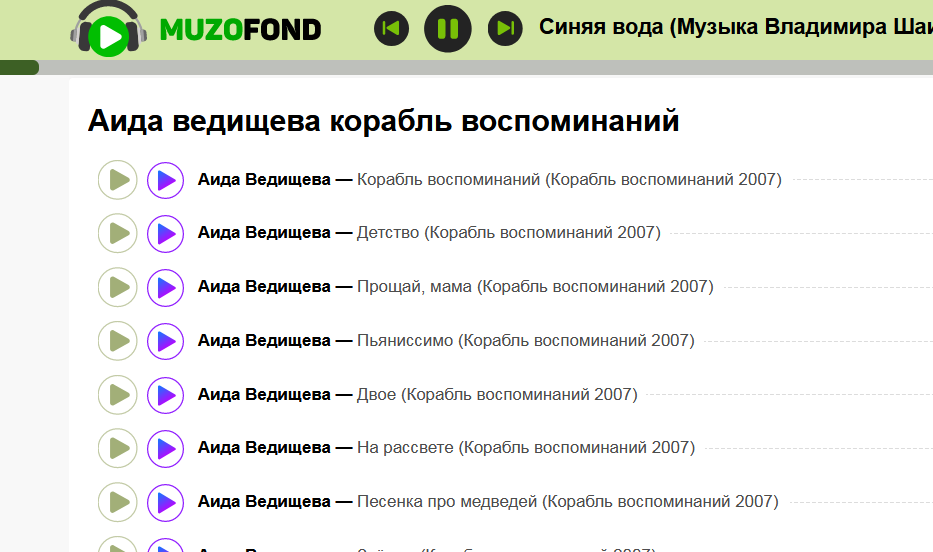 Слушала песни Аиды Ведищевой. 