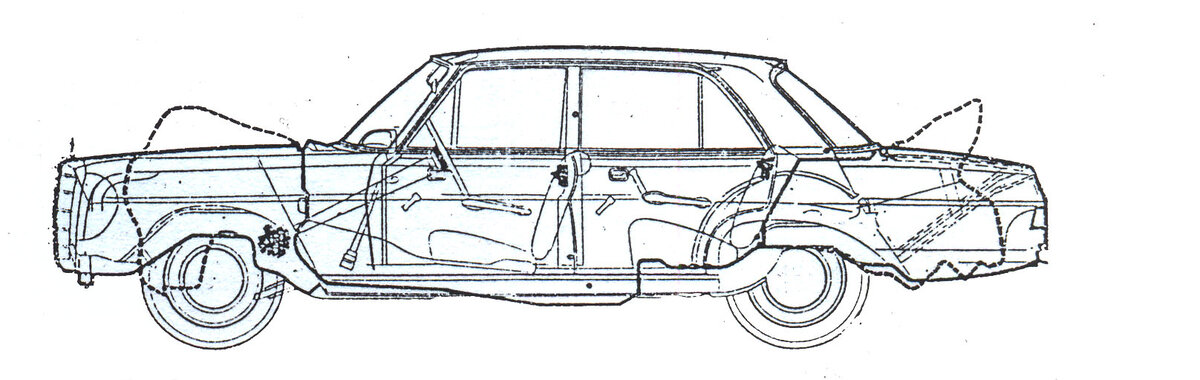 Крайние секции сминаются, т.о. большая часть энергии удара гасится, доходя до несминаемой пассажирской капсулы. 