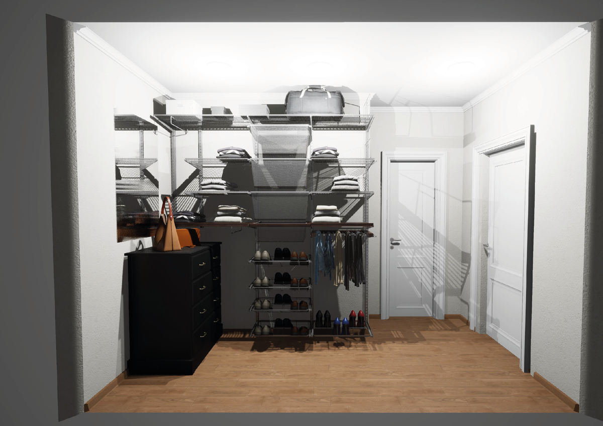 Рендер гардеробной системы