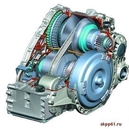 Вариатор 
 
Вариатор (обиходное название – вариаторная коробка передач) является бесступенчатой коробкой передач, т.е. обеспечивает в заданном диапазоне плавное изменение передаточного числа. Вариаторная коробка передач имеет общепризнанное название (аббревиатуру) CVT – Continuously Variable Transmission (в переводе – постоянно изменяющаяся трансмиссия). 
 
Основное преимущество вариатора по сравнению с другими коробками передач заключается в эффективном использовании мощности двигателя за счет оптимального согласования нагрузки на автомобиль с оборотами коленчатого вала, тем самым достигается высокая топливная экономичность. непрерывное изменение крутящего момента, отсутствие рывков обеспечивают высокий уровень комфорта при передвижении на автомобиле с вариатором. 
 
Ввиду ограничений по мощности вариаторы на сегодняшний день применяются только на легковых автомобилях, правда диапазон их использования вследствие технического прогресса постоянно расширяется. Другой минус вариаторной коробки передач заключается в достаточно высокой технической и технологической сложности конструкции. 
 
Из всего многообразия различных видов вариаторов на автомобилях нашли применение только два - клиноременный и тороидный вариаторы. Наибольшее распространение получил клиноременный вариатор. Первый клиноременный вариатор Variomatic был установлен на легковой автомобиль DAF в 1959 году. Его приемник вариатор Transmatic с 1984 года устанавливался на автомобили Fiat и Ford. В настоящее время клиноременный вариатор используется многими автопроизводителями. Ряд конструкций вариаторов имеют собственные названия: 
 
• Autotronic от Mercedes-Benz; 
• Ecotronic, Durashift CVT от Ford; 
• Lineartronic от Subaru; 
• Multidrive от Toyota; 
• Multimatic от Honda; 
• Multitronic от Audi; 
• Xtronic, Hyper от Nissan. 
 
Вариаторы CVT также устанавливаются на некоторые модели автомобилей Chrysler (Dodge, Jeep), Fiat, Mini, Mitsubishi, Opel, Peugeot и др. Клиноременный вариатор удачно выписывается в трансмиссию гибридного автомобиля. Например, вариатор является элементом системы Hybrid Synergy Drive, используемой в Toyota Prius. Самым известным тороидным вариатором является вариатор Extroid, устанавливаемый на автомобили фирмы Nissan. 
 
▪Устройство и работа вариатора 
 
Вариаторная коробка передач имеет следующее общее устройство: 
 
• механизм, обеспечивающий передачу крутящего момента и разъединение коробки передач от 
• двигателя (нейтральное положение коробки передач); 
• собственно вариатор (вариаторная передача); 
• механизм, обеспечивающий движение задним ходом; 
• система управления. 
 
▪Для передачи крутящего момента и разъединения вариатора от двигателя использоваться следующие механизмы: 
 
центробежное автоматическое сцепление (вариатор Transmatic); 
электромагнитное сцепление с электронным управлением (вариатор Hyper ); 
многодисковое мокрое сцепление с электронным управлением (вариаторы Multitronic, Multimatic); 
гидротрансформатор (вариаторы Autotronic, Ecotronic, Extroid, Lineartronic, Multidrive, Xtronic). 
 
Самое популярное соединение двигателя и вариатора с помощью гидротрансформатора, который обеспечивает высокую плавность передачи крутящего момента и, соответственно, долговечность коробки передач. 
 
Клиноременный вариатор состоит из одной, реже двух ременных передач. Передача включает два шкива, соединенные клиновидным ремнем. Шкив образуют два конических диска, которые могут сдвигаться или раздвигаться, обеспечивая тем самым изменение диаметра шкива. Для сближения конусов используется гидравлическое давление, центробежная сила, усилие пружин. Конические диски имеют угол наклона 20°, при котором обеспечивается перемещение ремня по поверхности шкива с наименьшим сопротивлением. 
 
Первые клиноременные вариаторы имели резиновый ремень, который отличала низкая долговечность (50000км), недостаточная гибкость (минимальный радиус изгиба 90мм) и связанный с ней узкий диапазон регулирования. Большинство современных вариаторных коробок передач используют гибкий металлический ремень, который изготавливают из нескольких (10-12) полос стали и связанных с ней фасонных частей в виде бабочки. Передача вращения осуществляется за счет сил трения между шкивами и боковой поверхностью ремня. Ремни данной конструкции имеют высокую прочность, долговечность, гибкость (минимальный радиус изгиба 30мм), низкий уровень шума. Именно металлический клиновидный ремень открыл дорогу для широкого применения вариаторов на автомобилях. Ремень изготавливается из металлических пластин конической формы. 
 
На вариаторах Multitronic, Lineartronic вместо ремня применена металлическая цепь. Такие коробки передач имеют название клиноцепной вариатор. Металлическая цепь состоит из пластин соединенных осями. Такая конструкция цепи обеспечивает лучшую гибкость (радиус изгиба 25мм). В отличие от клиноременного вариатора крутящий момент передается торцевой поверхностью цепи при ее точечном контакте с коническими дисками. В местах контакта возникают высокие напряжения, которые компенсируются за счет изготовления конических дисков из высокопрочной (подшипниковой) стали. Клиноцепной вариатор имеет наименьшие потери при передаче крутящего момента и наивысший коэффициент полезного действия. 
 
В силу особенностей конструкции вариаторная передача не может обеспечить реверсивного движения. Для осуществления движения задним ходом в коробке передач применяются дополнительные механизмы. В качестве такого механизма обычно используется планетарный редуктор, устройство и принцип работы которого подобен автоматической коробке передач. 
 
В вариаторной коробке передач применяется, как правило, электронная система управления, которая осуществляет синхронное изменение диаметра шкивов вариатора в соответствии с режимами работы двигателя, управление сцеплением и обеспечивает работу планетарного редуктора. 
 
Непосредственное управление вариатором производится с помощью рычага селектора. Режимы управления аналогичны режимам автоматической коробки передач. В вариаторной коробке передач может быть реализована функция выбора фиксированных передаточных отношений (аналогичная функции Tiptronic). Данная функция решает в основном психологическую проблему, связанную с использованием вариатора на автомобиле, а именно - негативное восприятие водителем постоянной частоты вращения двигателя при разгоне. В ряде конструкций вариаторов функция имеет свое название: Sportronic у Mitsubishi, Autostick у Chrysler. 
 
Принцип работы клиноременного вариатора заключается в согласованном изменении диаметров шкивов в зависимости от режимов работы двигателя. Диаметр шкива изменяется с помощью специального привода. В начале движения автомобиля ведущий шкив вариатора имеет наименьший диаметр (конические диски максимально разжаты). Ведомый диск при этом имеет максимальный диаметр (конические диски максимально сжаты). При увеличении числа оборотов двигателя диаметр ведущего шкива увеличивается, а ведомого – уменьшается, соответственно и уменьшается передаточное число. При дальнейшем разгоне вариатор поддерживает оптимальные обороты двигателя, при которых реализуется максимальная мощность и обеспечивается наилучшая динамика автомобиля. 
 
▪Особенности конструкции тороидного вариатора 
 
Тороидный вариатор включает два соосных вала со сферической (тороидной) поверхностью, между которыми зажаты ролики. Изменение передаточного числа в тороидном вариаторе производится за счет изменения положения роликов, а передача крутящего момента за счет сил трения между рабочими поверхностями колес и роликов.