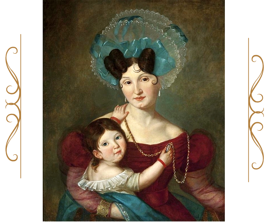 Нет, не знаю, как выглядел "масака"! Но, возможно, как-то так... Анна-Мария Равич с сыном, Ян Даdль, 1834. (сс) Wikimedia Commons