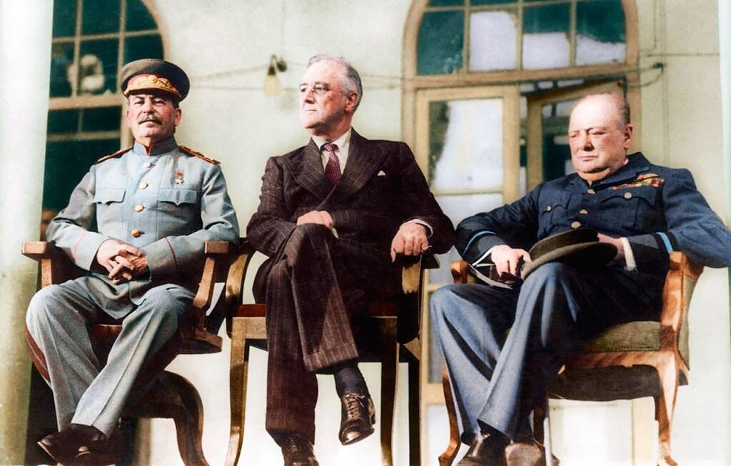 Ялтинская конференция февраль 1945. И. Сталин. Ф. Рузвельт. У. Черчилль.