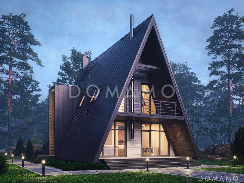 А-образный дом с террасой и лоджией (проект D4602 на сайте domamo.ru)