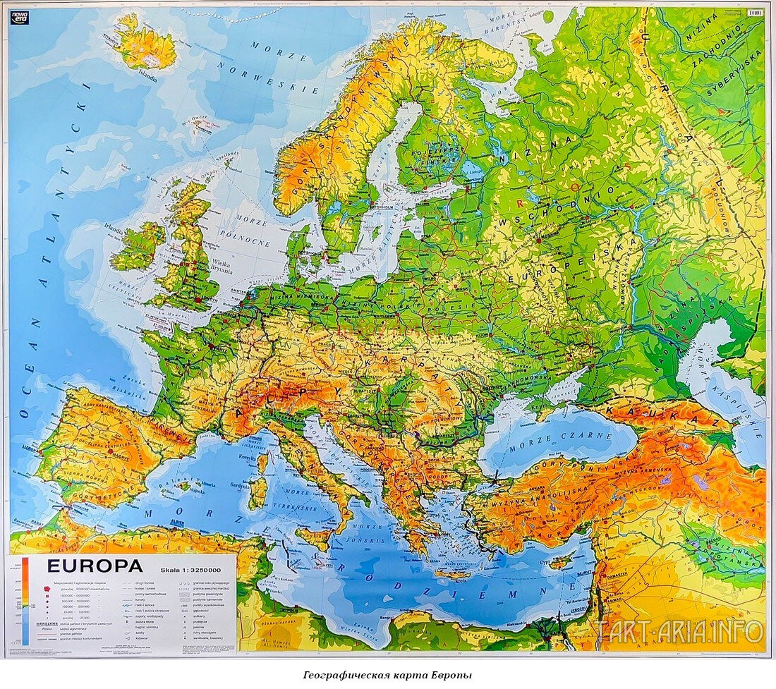 Географическая карта европы со странами крупно на русском в хорошем качестве